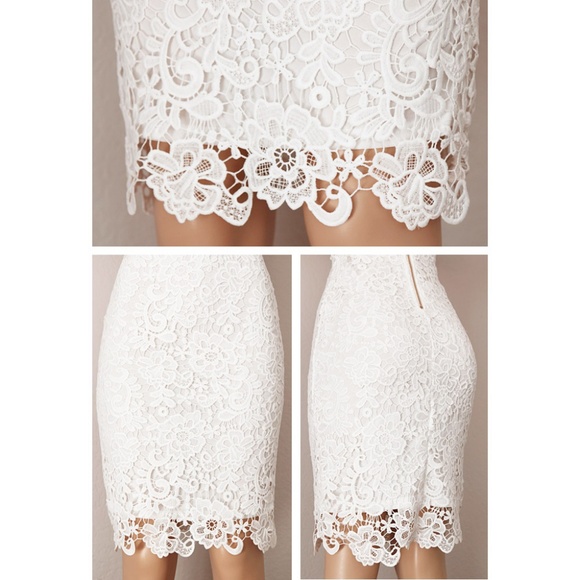 Last☝️ Crochet Lace Off Shoulder Sheath Midi Dress - Picture 6 of 8